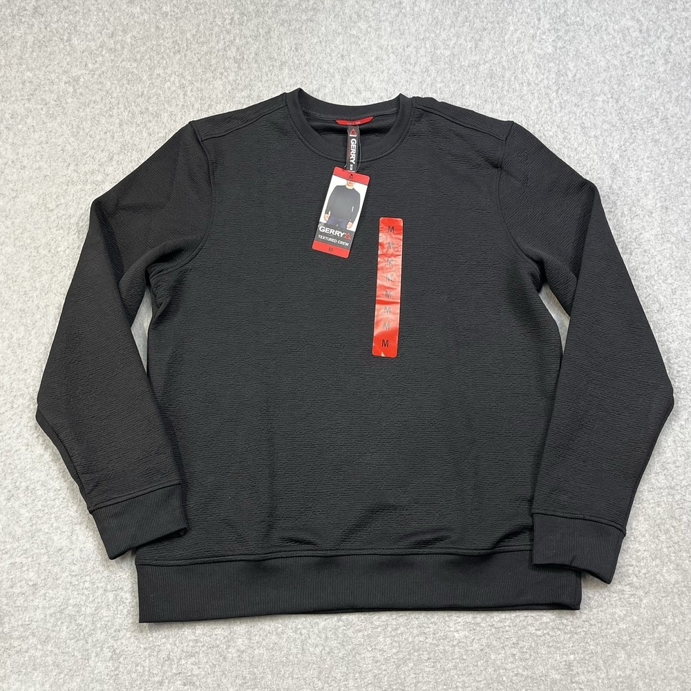 Gerry Textured Crew Pullover Sweatshirt Mens Medium Black